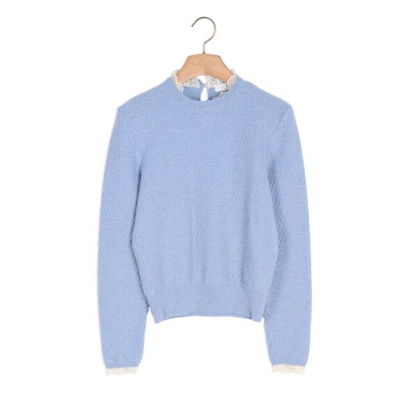 Sandro Paris Lace Trim Pointelle Sweater - Picture 2 of 11